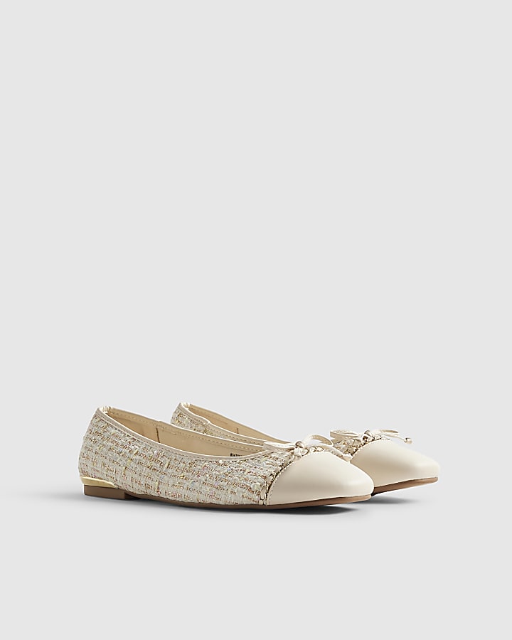 Cream Boucle Ballet Pumps