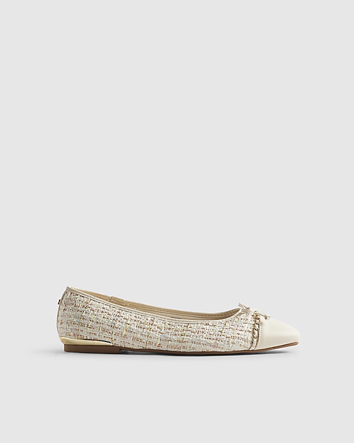 Cream Boucle Ballet Pumps