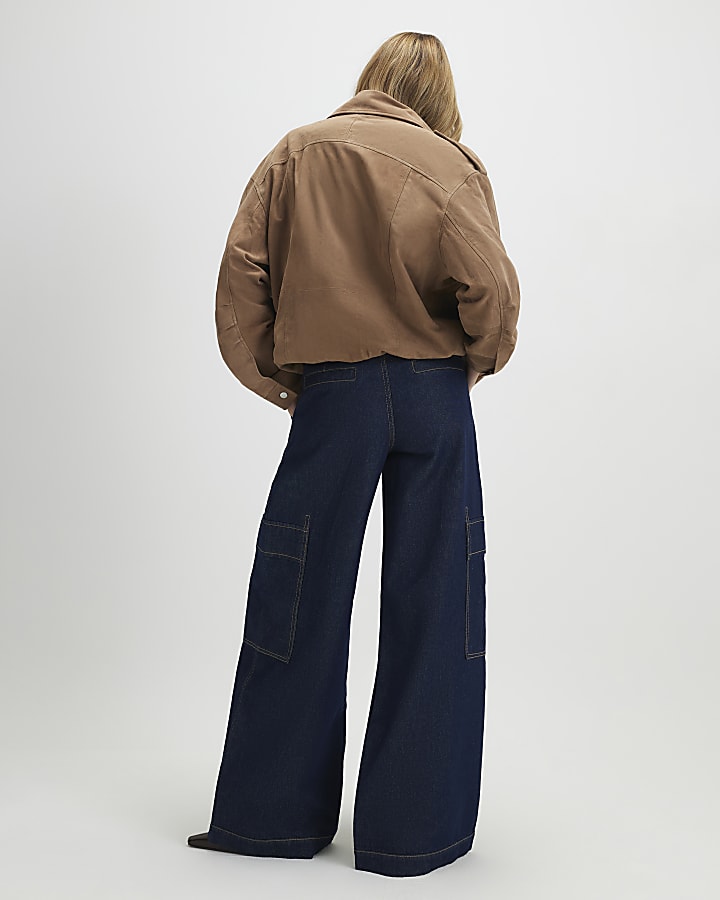 Blue Mid Rise Combat Baggy Jeans