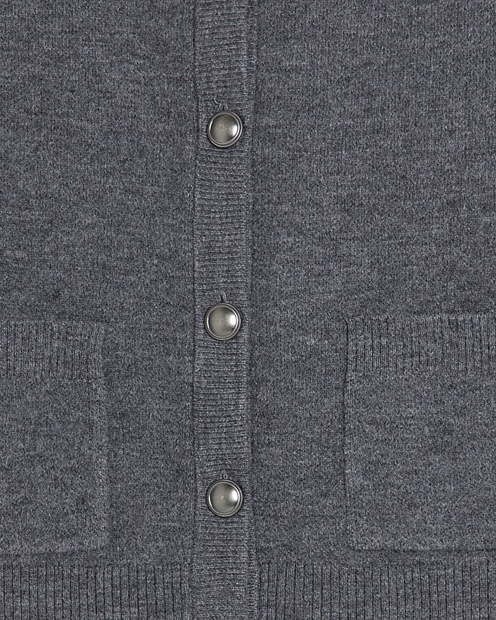 Grey Frill Trim Cardigan