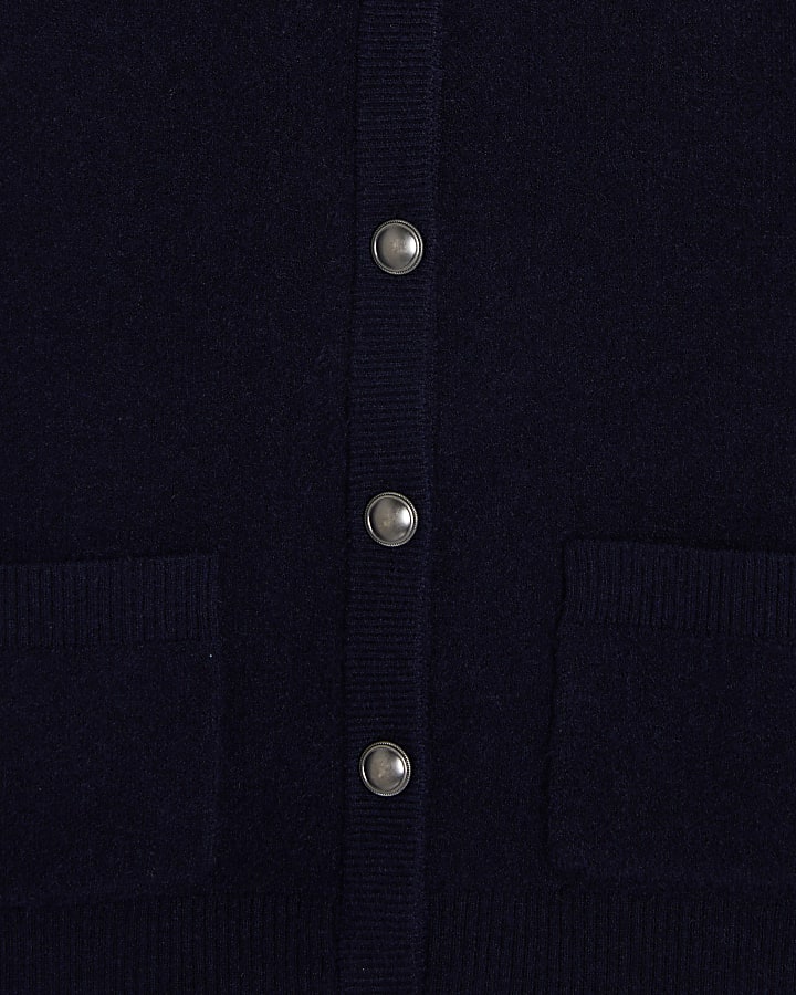Navy Frill Trim Cardigan