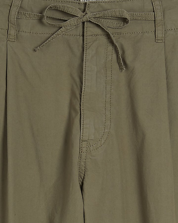 Khaki Barrel Leg Cargo Trousers