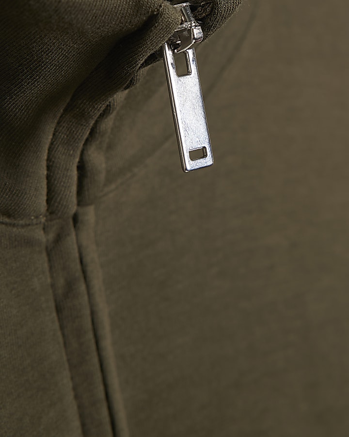 Khaki Zip Up Sweatshirt
