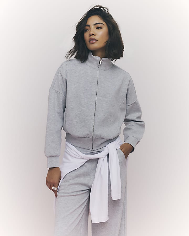 Grey High Neck Sweatshirt