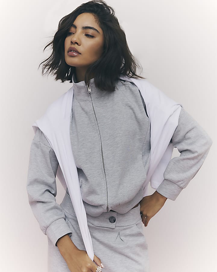 Grey High Neck Sweatshirt