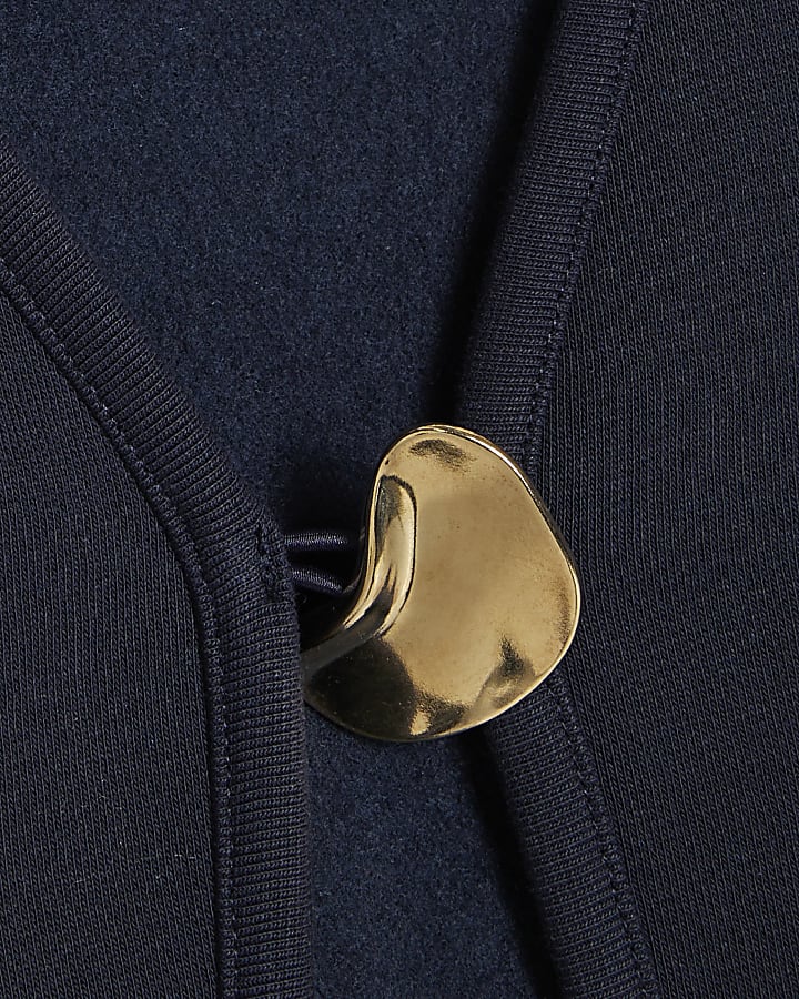 Navy Long Sleeve Button Detail Cardigan