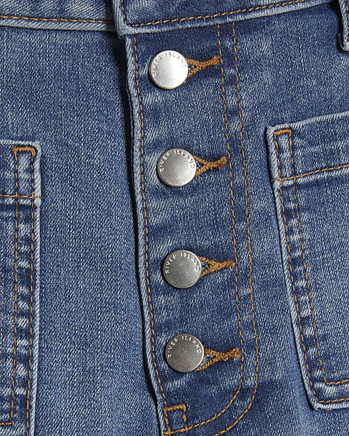 Blue Skinny Pocket Front Capri Jeans