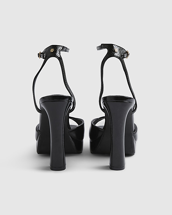 Black Platform Heeled Sandals