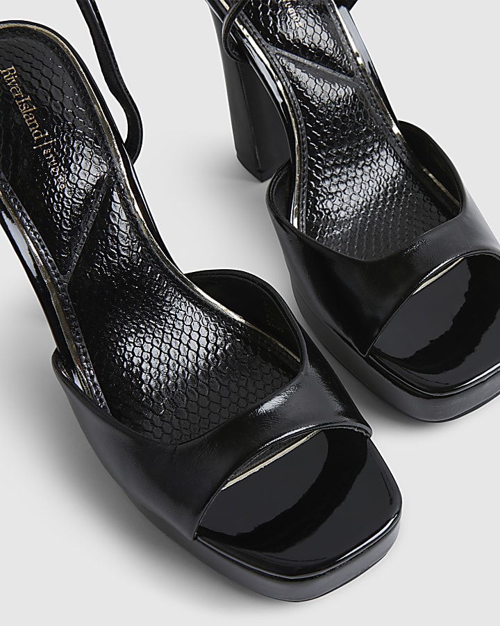 Black Platform Heeled Sandals