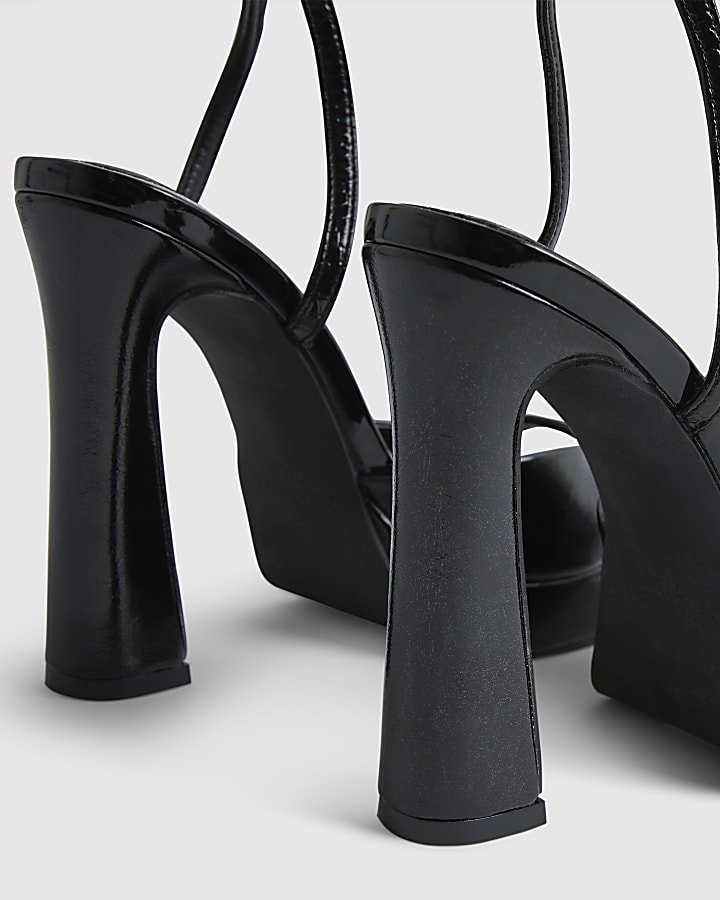 Black Platform Heeled Sandals