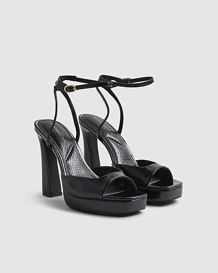 Black Platform Heeled Sandals