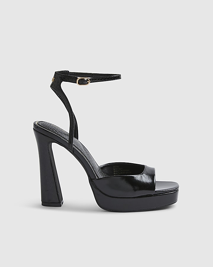 Black Platform Heeled Sandals