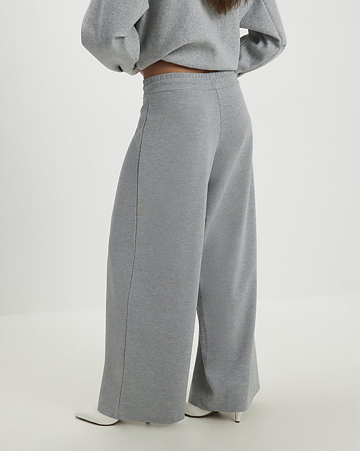 Grey Drawstring Wide Leg Trousers