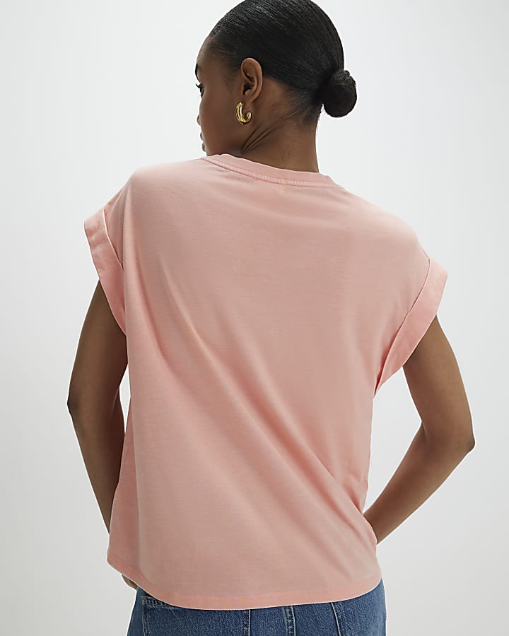 Orange Short Sleeve Burnout Pocket T-shirt