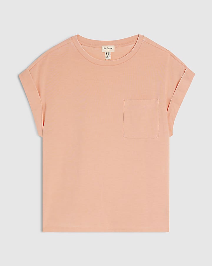 Orange Short Sleeve Burnout Pocket T-shirt