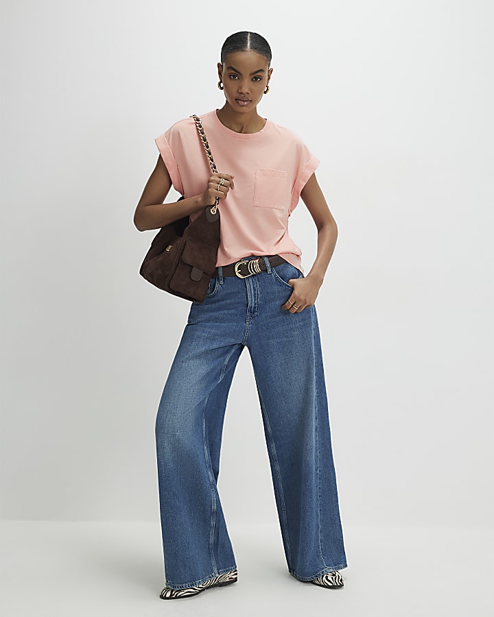 Orange Short Sleeve Burnout Pocket T-shirt