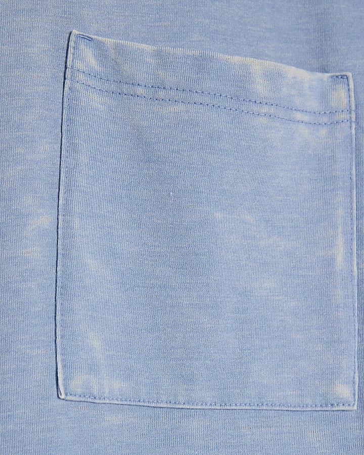 Blue Short Sleeve Burnout Pocket T-shirt