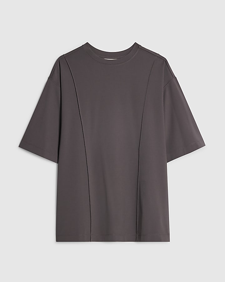 Grey Oversized Seam Front T-shirt