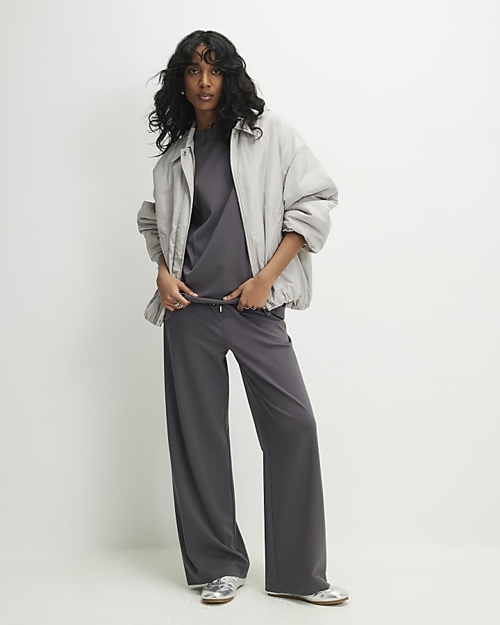 Grey Oversized Seam Front T-shirt