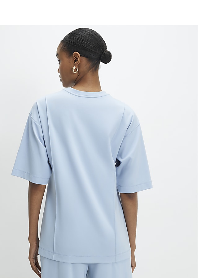 Blue Oversized Seam Front T-shirt