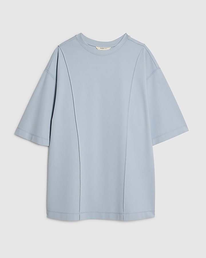 Blue Oversized Seam Front T-shirt