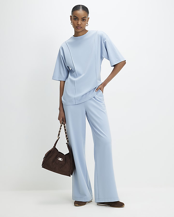 Blue Oversized Seam Front T-shirt