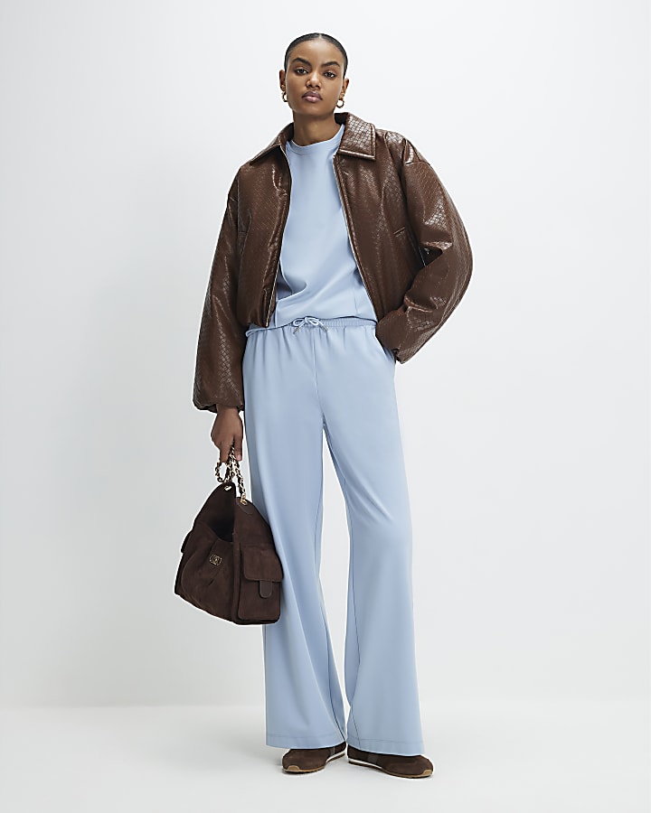 Blue Wide Leg Joggers