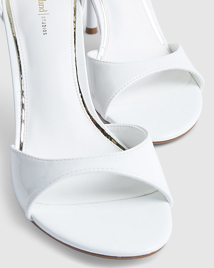 White Closed Back Heeled Sandals