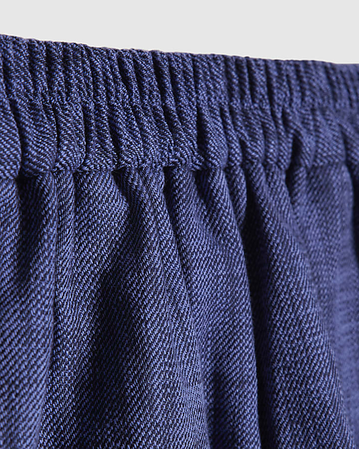 Navy Linen Look Elasticated Short