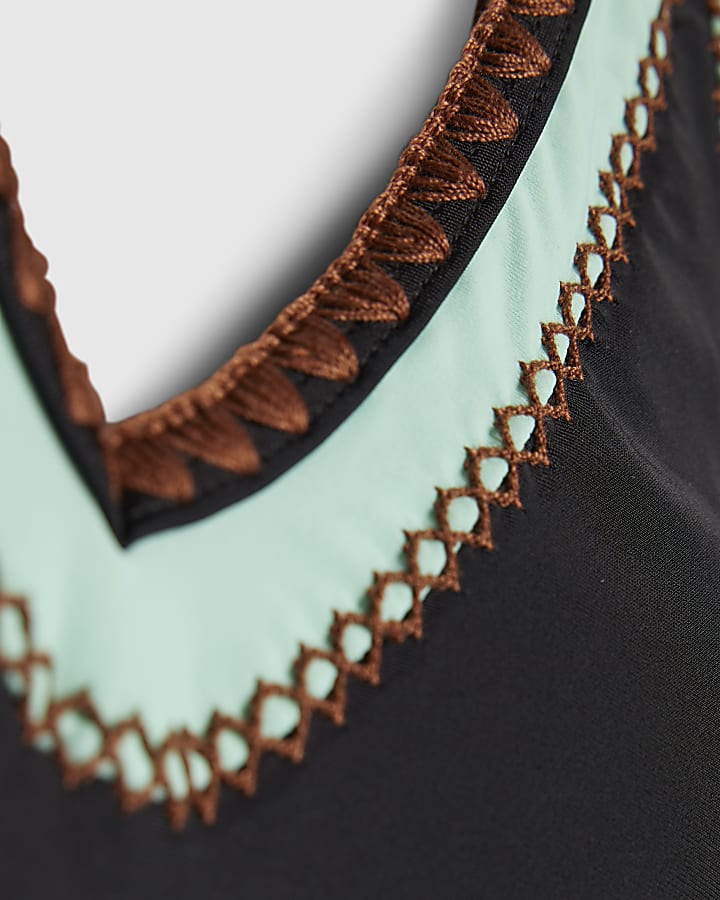 Black Whipstitch Trim Swimsuit