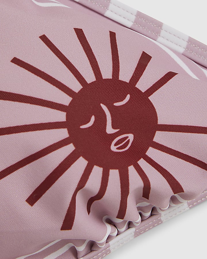 Pink Triangle Colour Block Bikini Top