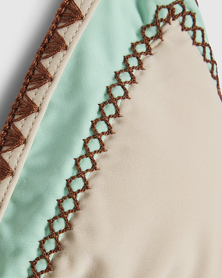 Cream Whipstitch Triangle Bikini Top