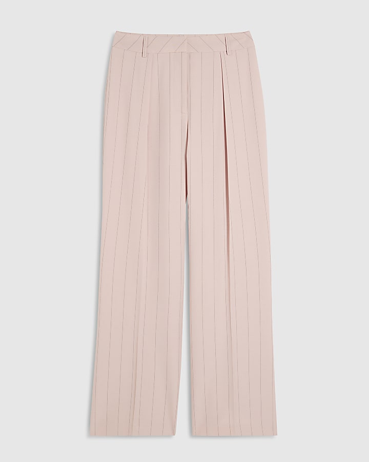 Pink Striped Wide Leg Trousers