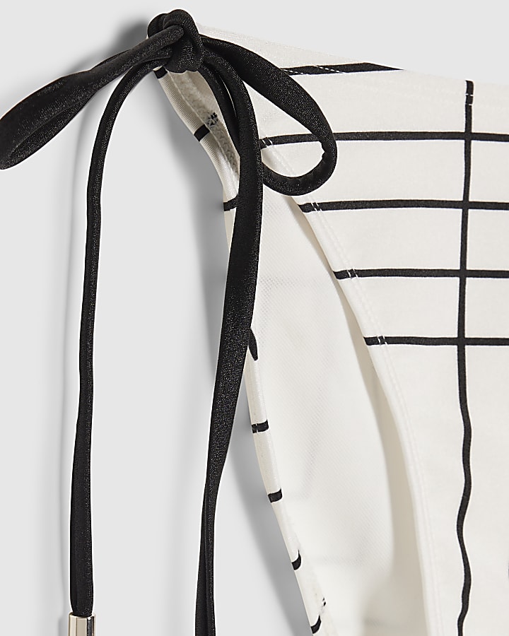 Cream Geometric Stripe Print Bikini Bottoms