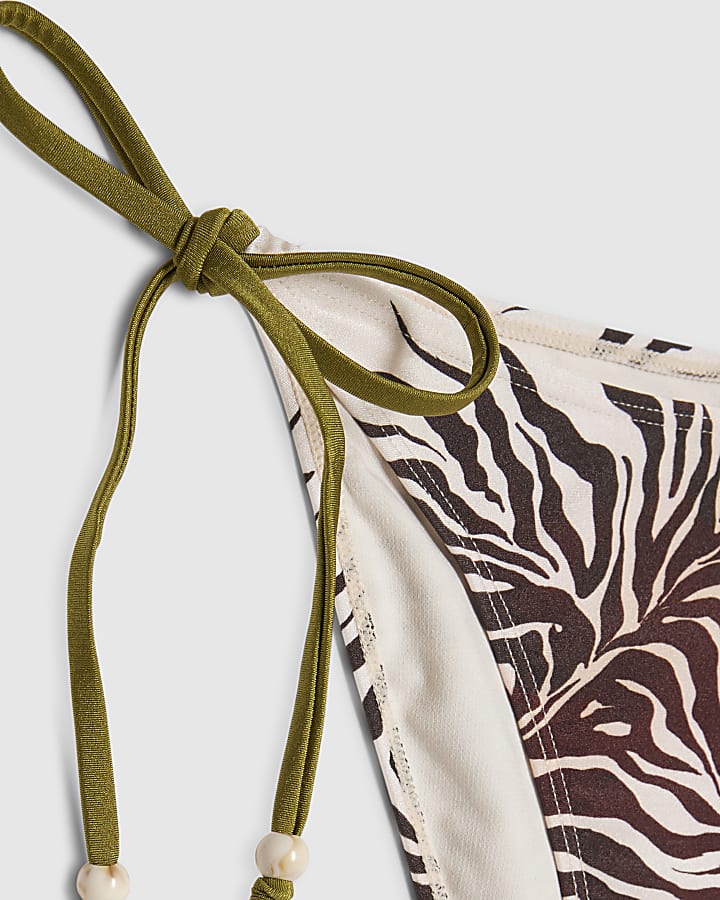 Cream Animal Print Bikini Bottoms