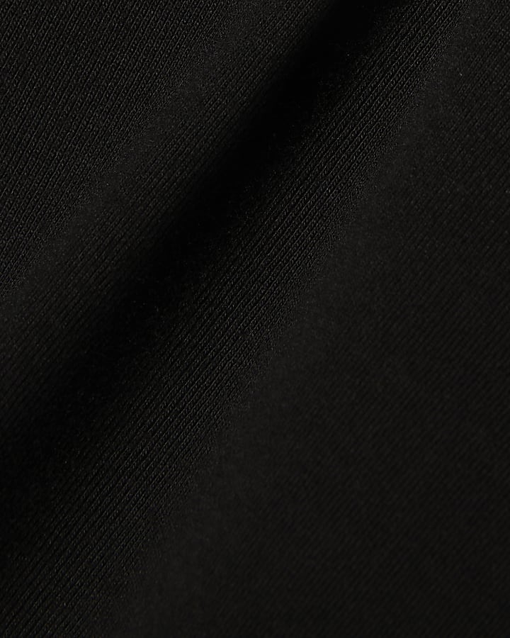 Black Short Sleeve Cotton Boat Neck Top