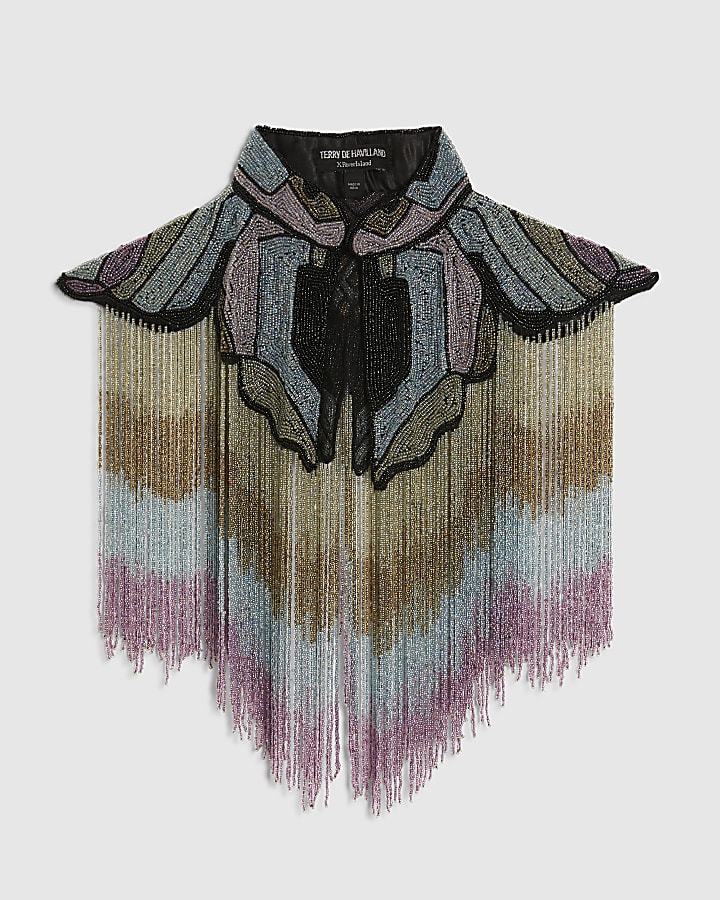 Purple Butterfly Beaded Cape