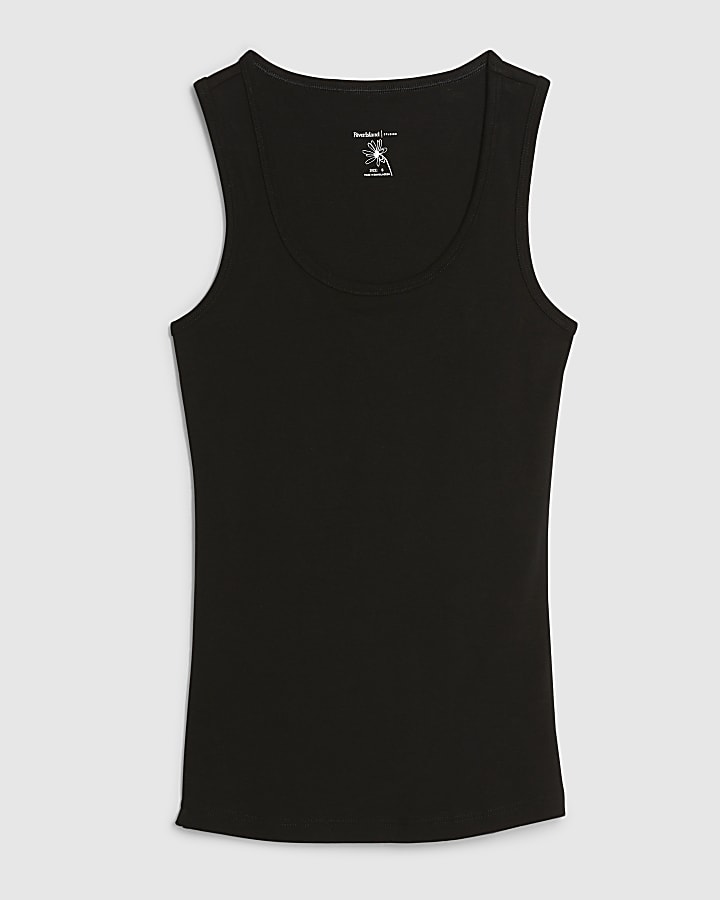 Black Scoop Neck Vest