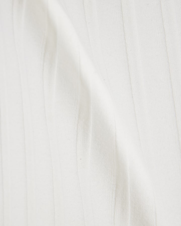 White Wide Ribbed V-Neck Tank Top