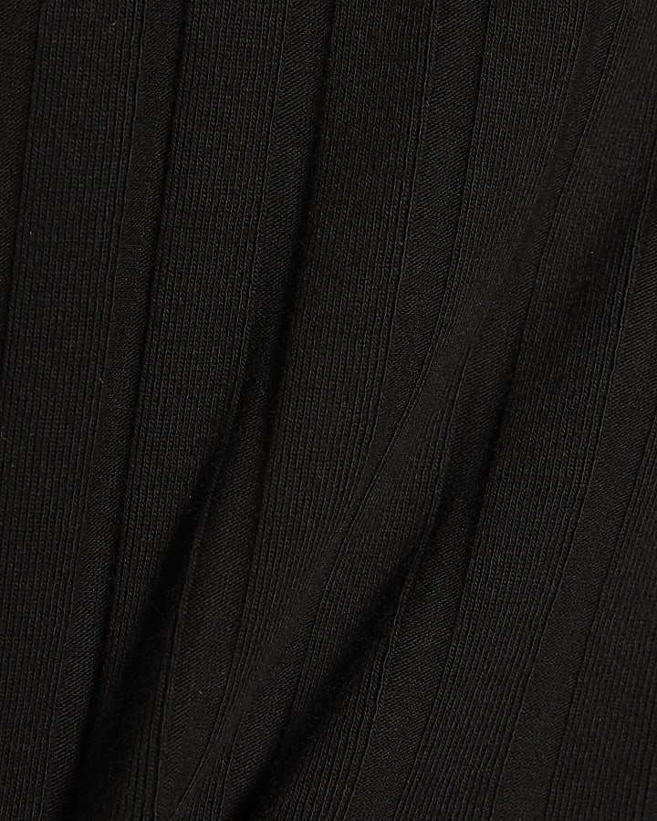 Black Sleeveless Wide Ribbed Tank Top