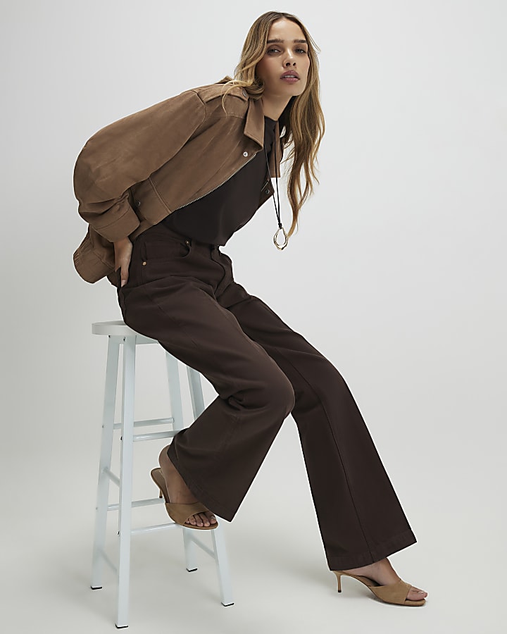 Brown Mid Rise Bootcut Jeans