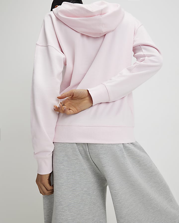 Pink Long Sleeve Wrap Front Hoodie