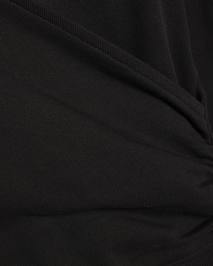 Black Long Sleeve Wrap Front Hoodie