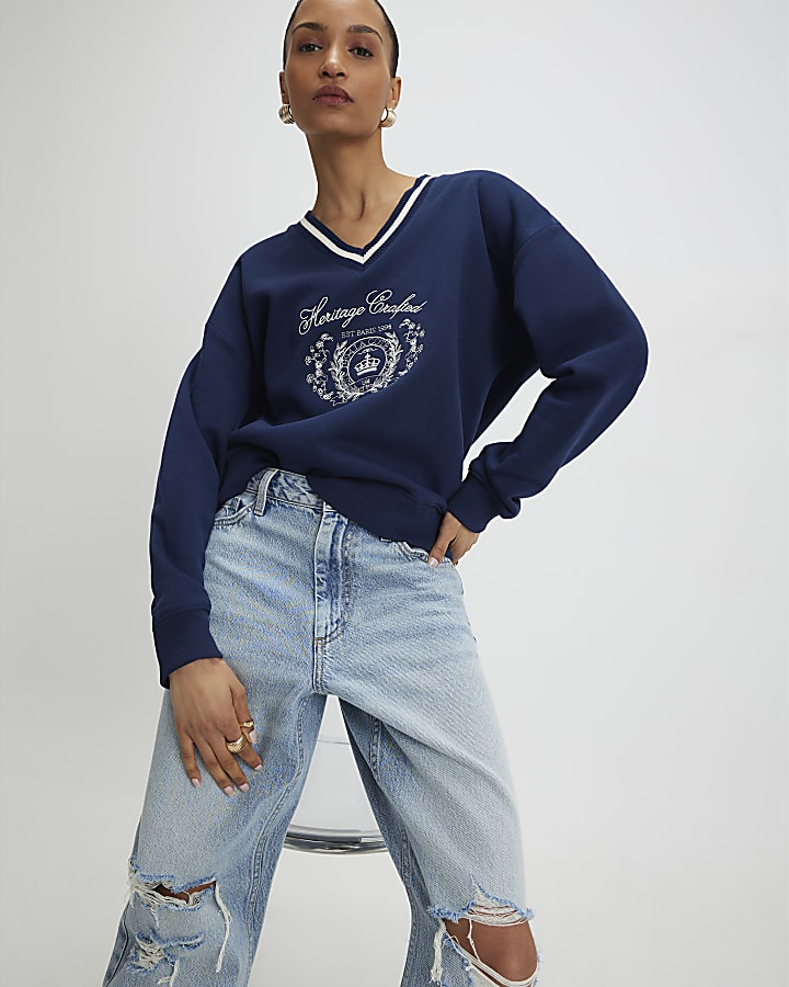 Navy Long Sleeve Heritage Crest Sweatshirt