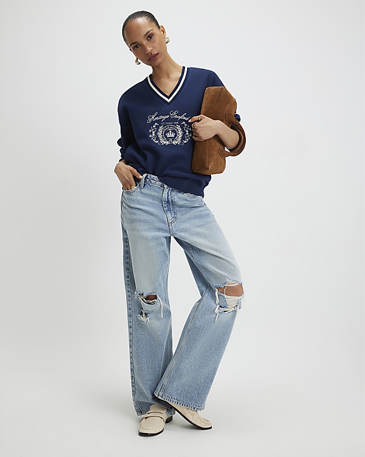 Navy Long Sleeve Heritage Crest Sweatshirt