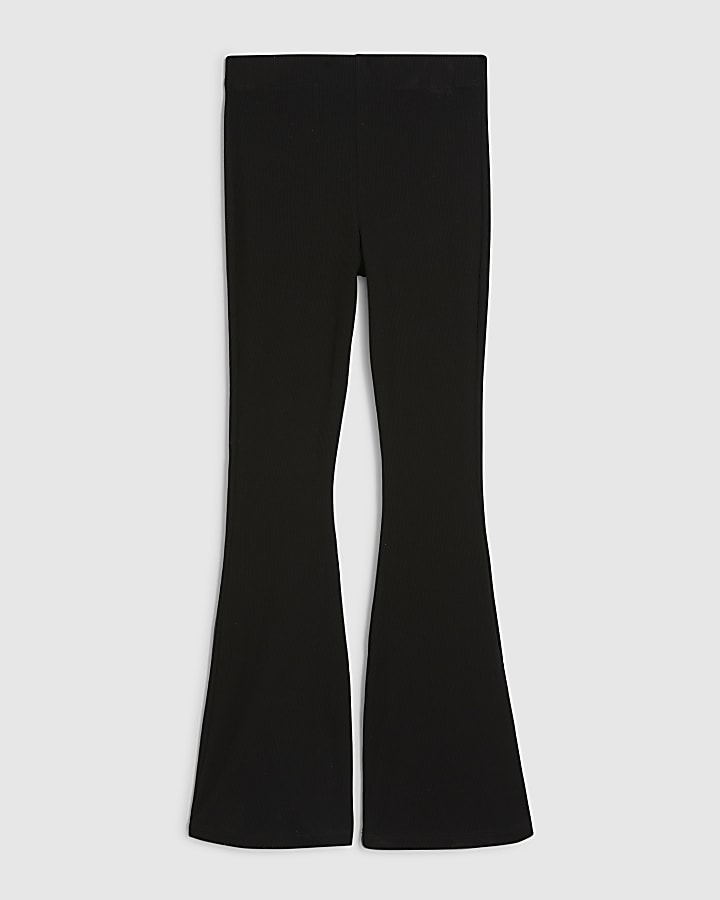 Petite Black High Waisted Flared Leggings