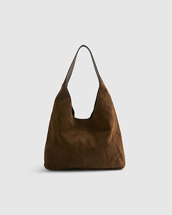 Brown Suede Slouch Shoulder Bag