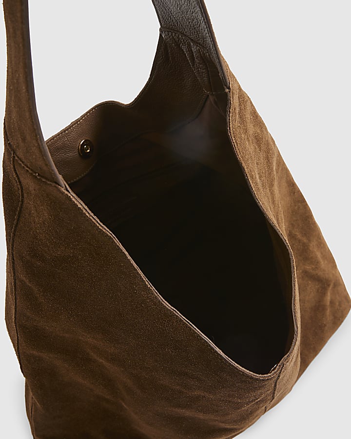 Brown Suede Slouch Shoulder Bag
