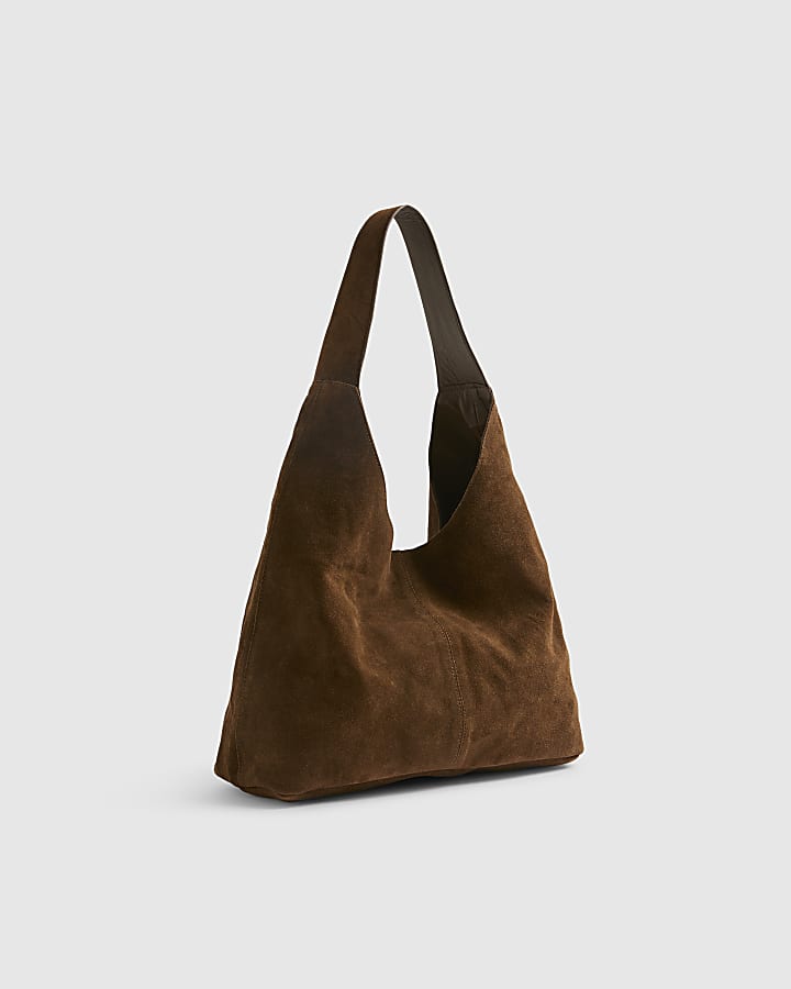 Brown Suede Slouch Shoulder Bag