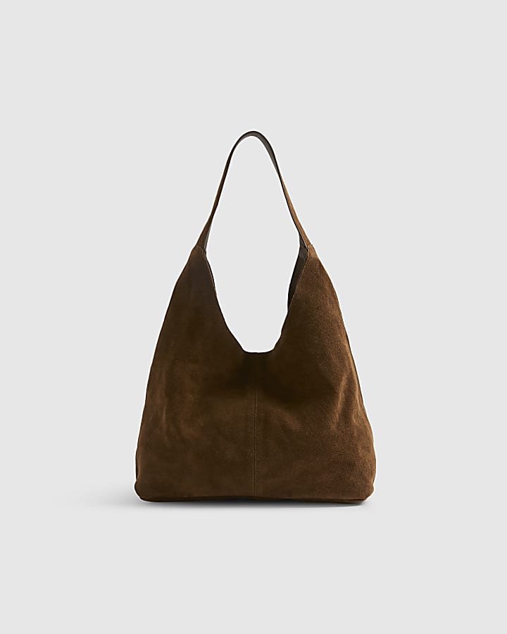 Brown Suede Slouch Shoulder Bag